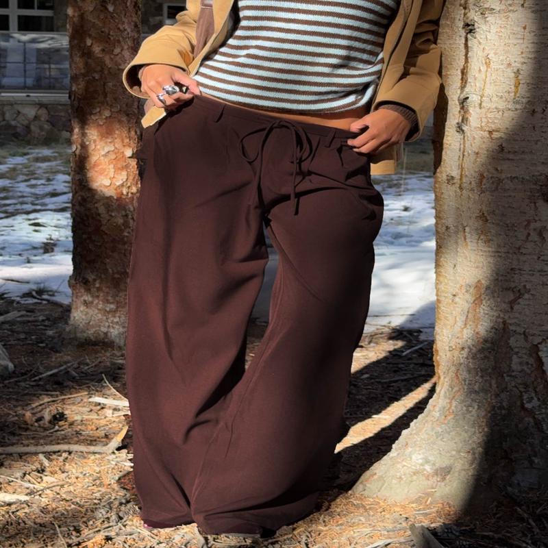 Idolised Pleated Tie Waist Pant Chocolate Brown