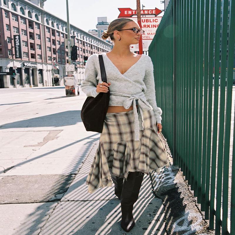 Toshie Asymmetrical Midi Skirt Multi Check