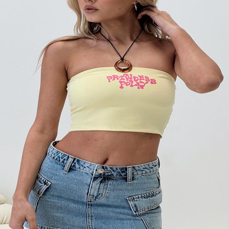 Princess Polly Bubble Tube Top Yellow / Pink