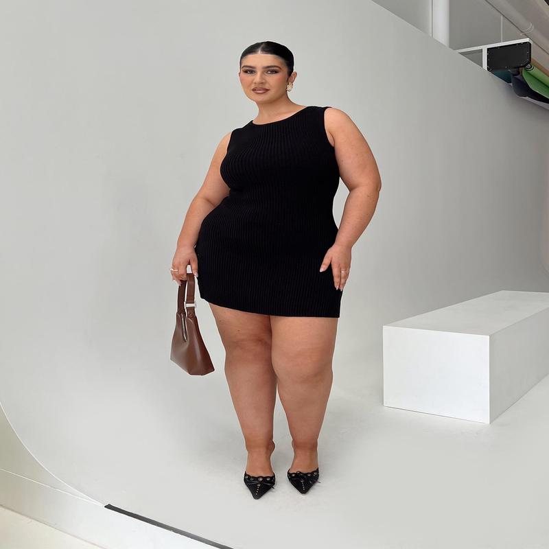 Osment Knit Mini Dress Black Curve