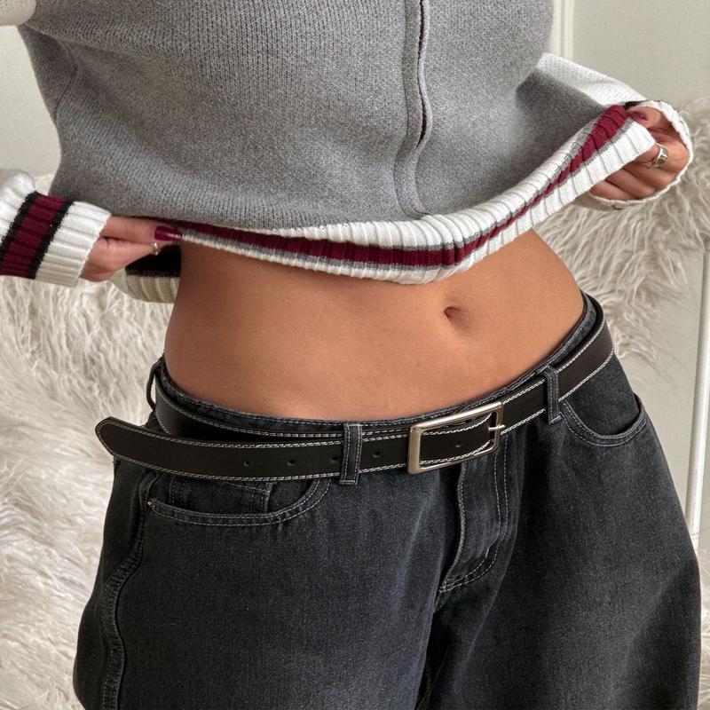 Sydney Contrast Stitch Belt Black