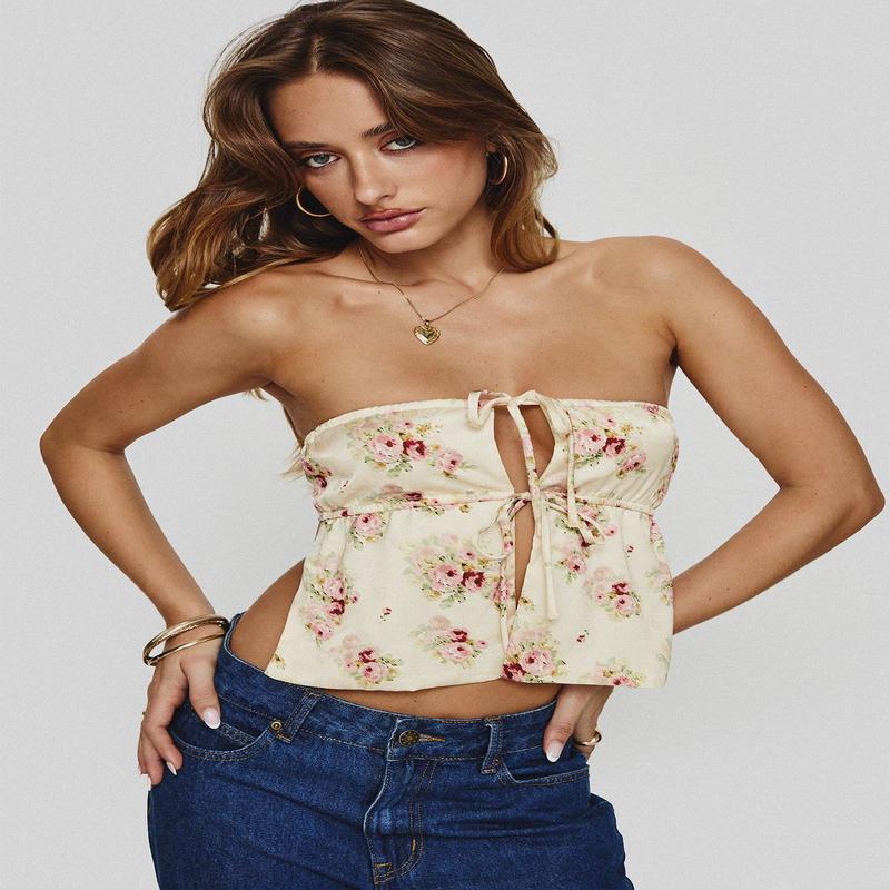 Eithanale Strapless Top Cream / Floral
