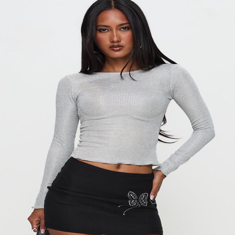 Context Long Sleeve Top Silver