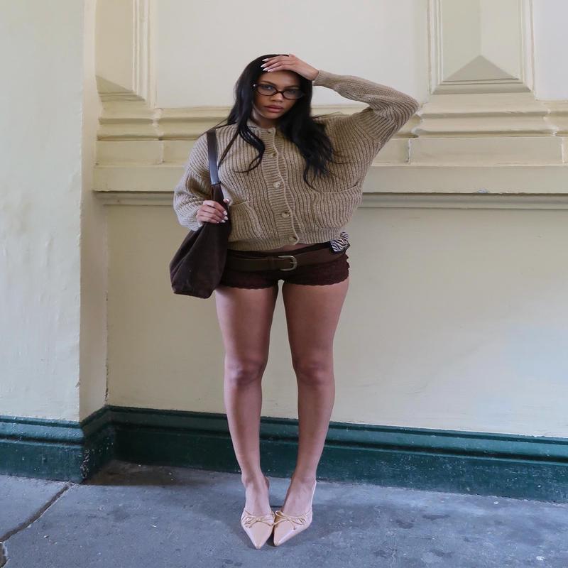 Darcel Button Up Knit Cardigan Mocha