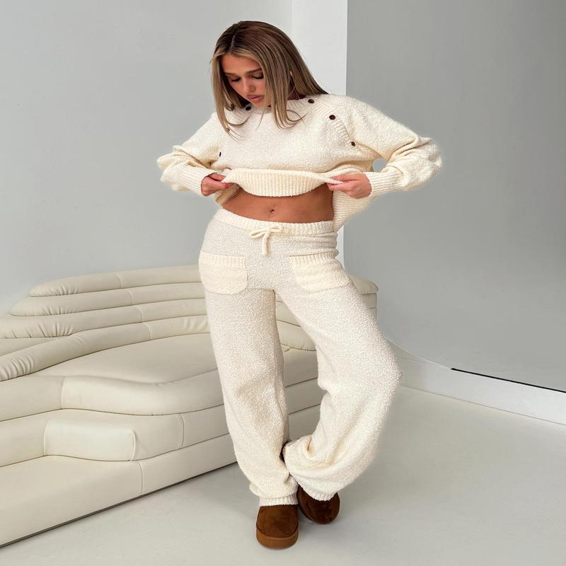 Susi Fluffy Knit Pant Ivory