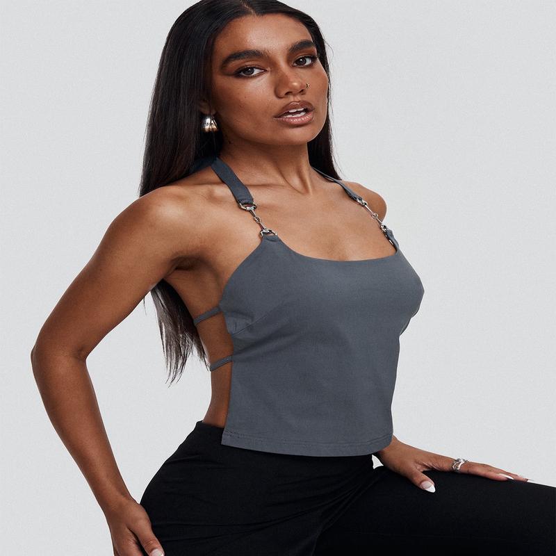 Eyes On You Backless Top Slate