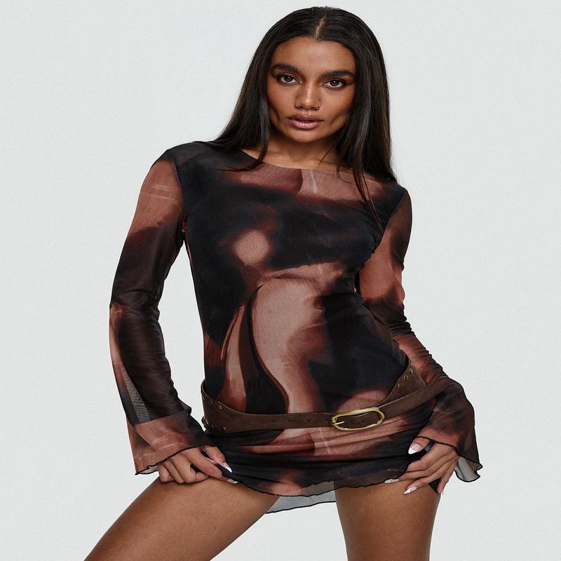 Nyxia Long Sleeve Mini Dress Multi