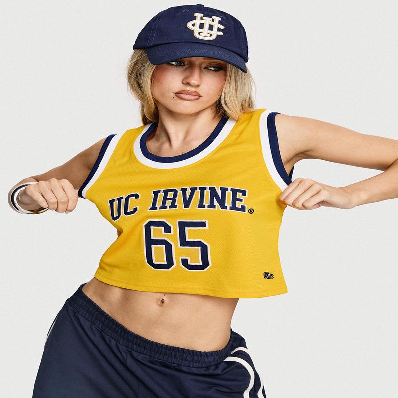 UC Irvine Cropped Basketball Jersey Tank Yellow