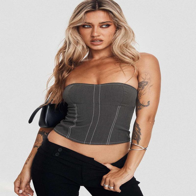 Vacke Strapless Top Grey