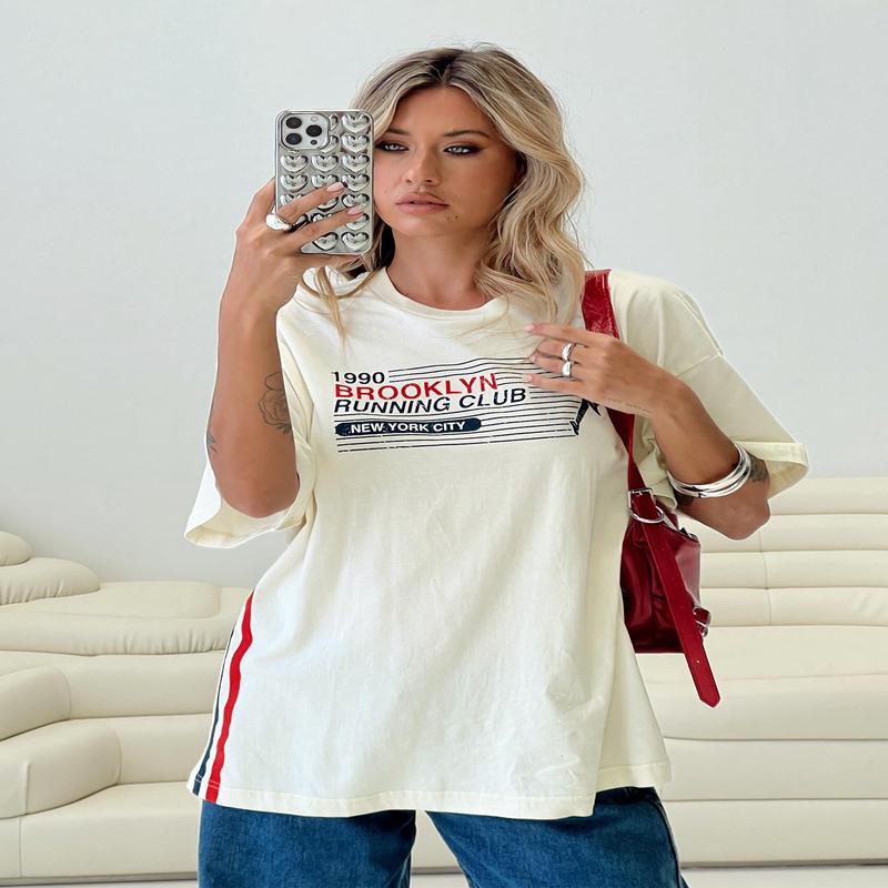 Brklyn Running Oversized Tee White