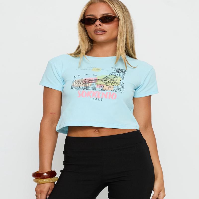 Love From Sorrento Graphic Top Blue