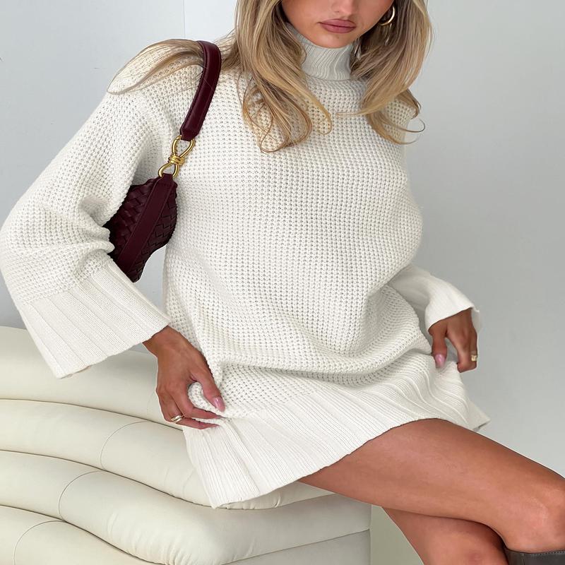 Tarin Long Sleeve Knit Mini Dress Cream