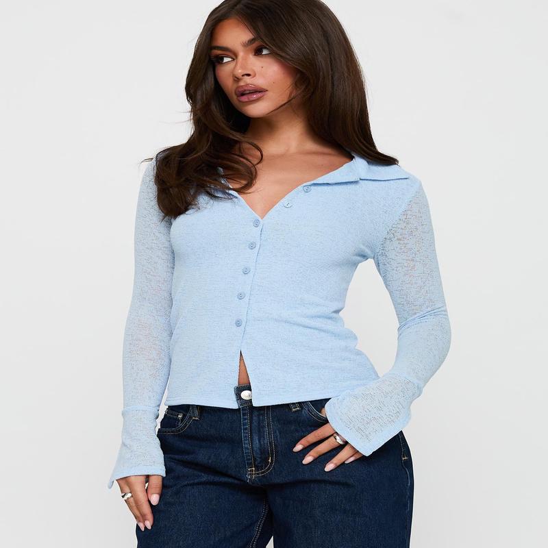 Finnean Long Sleeve Top Pale Blue