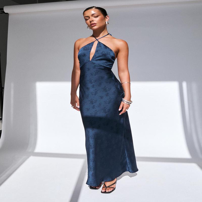 Limosina Halter Maxi Dress Navy