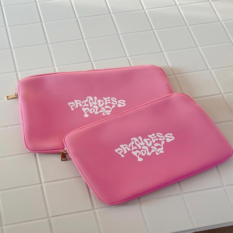 Princess Polly Laptop Case Squiggle Text Pink