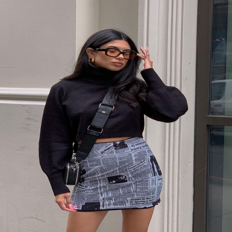 Zahara Cropped Turtleneck Sweater Black Petite