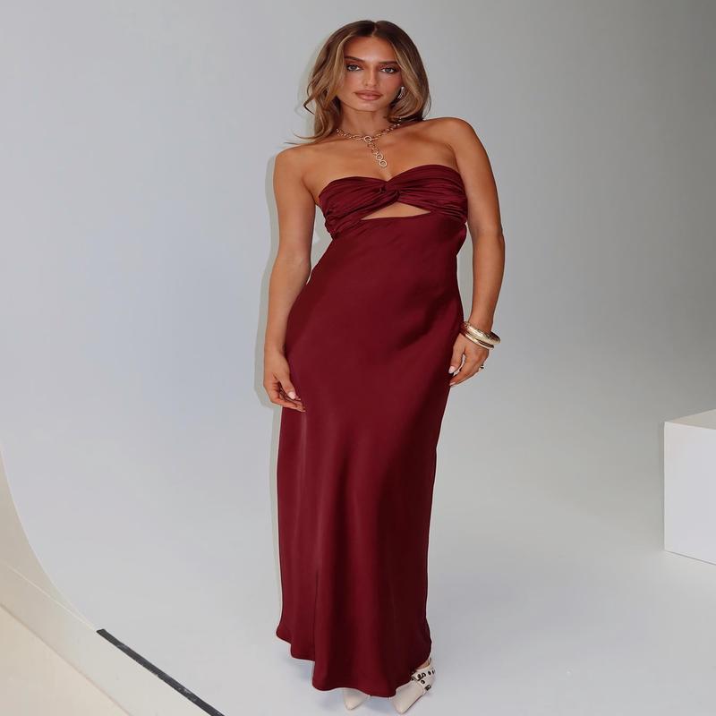 Faviola Strapless Maxi Dress Burgundy