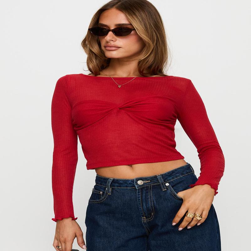 November Long Sleeve Top Red