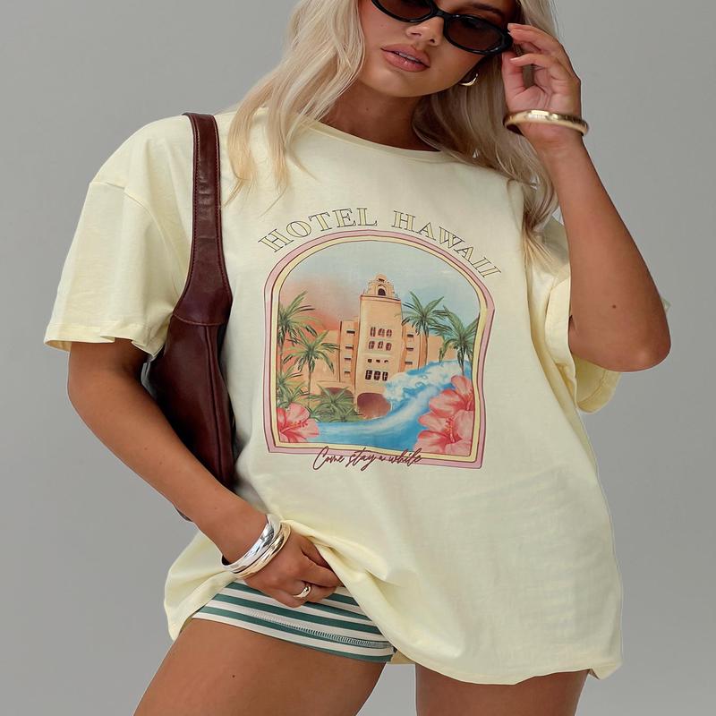 Hotel Hawaii Oversized Tee Yellow