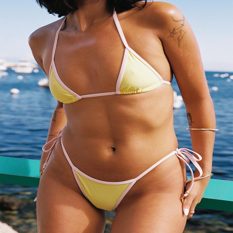 Beasley Tie Side Bikini Bottoms Yellow / Pink