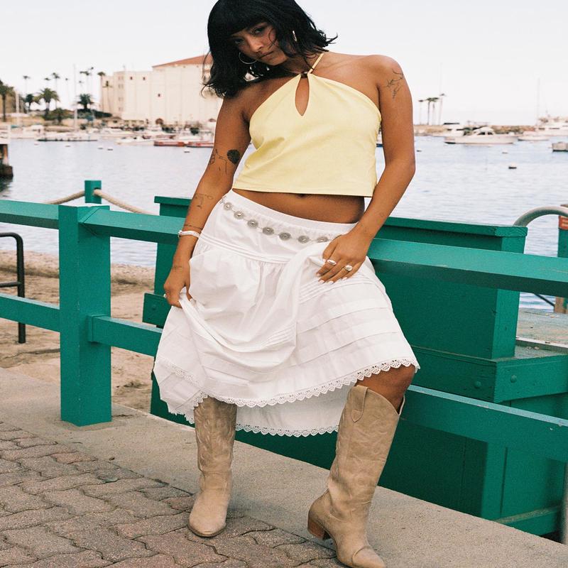 Calling For You Flowy Maxi Skirt White