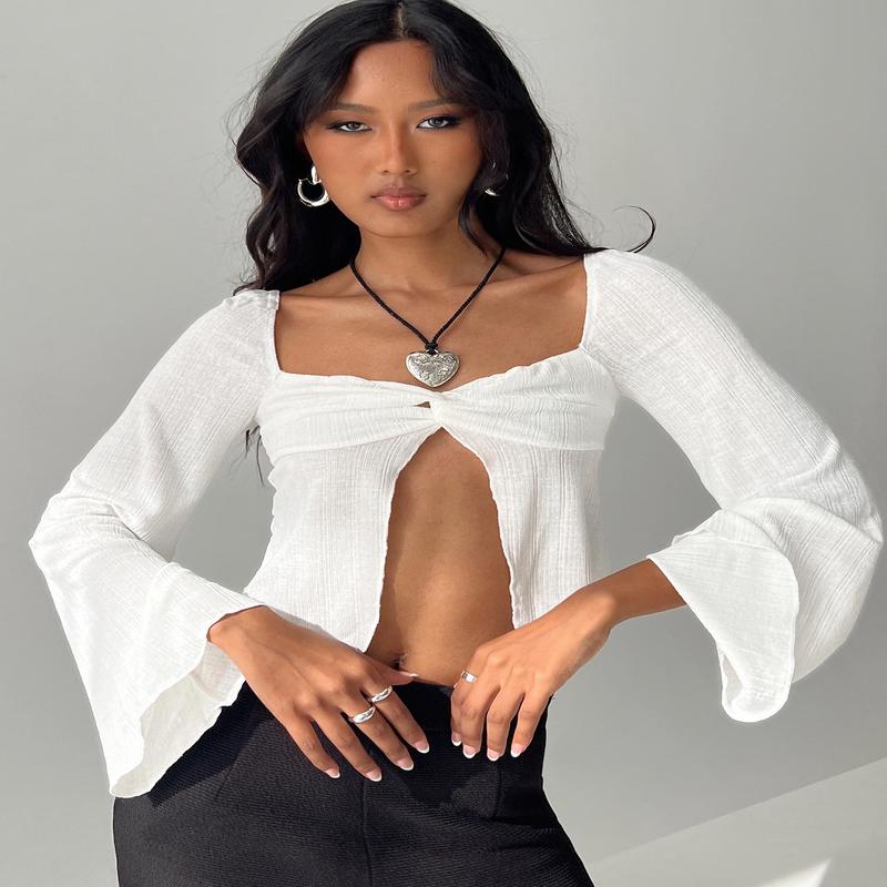 Mani Top Long Sleeve White