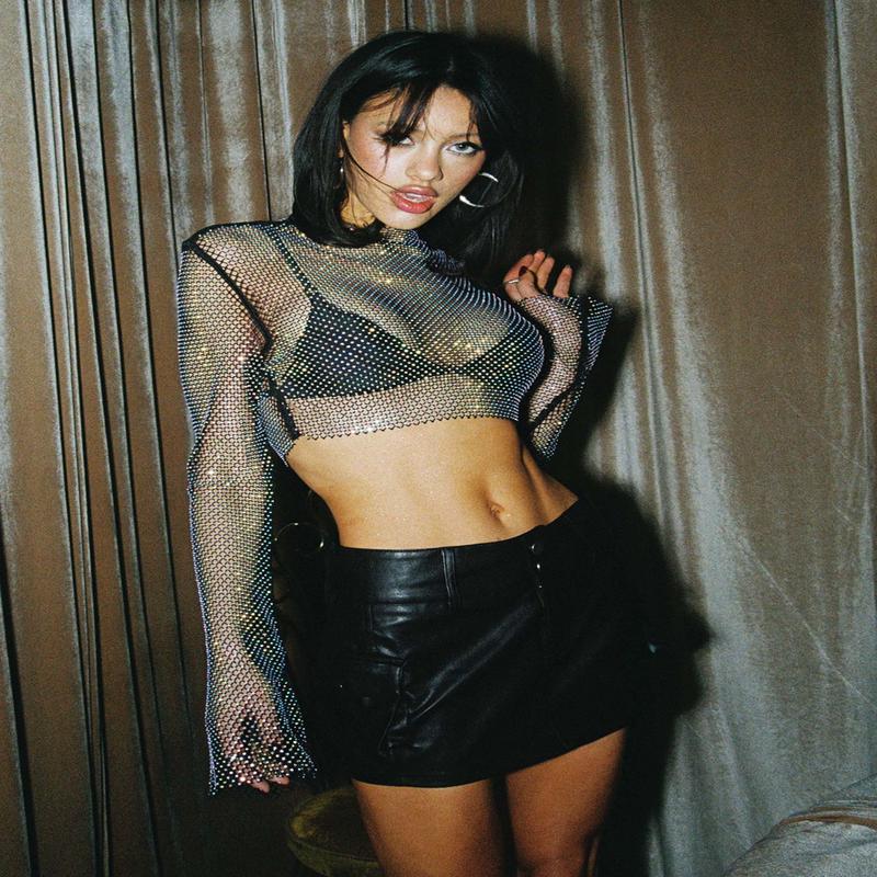 Kastro Long Sleeve Mesh Top Black