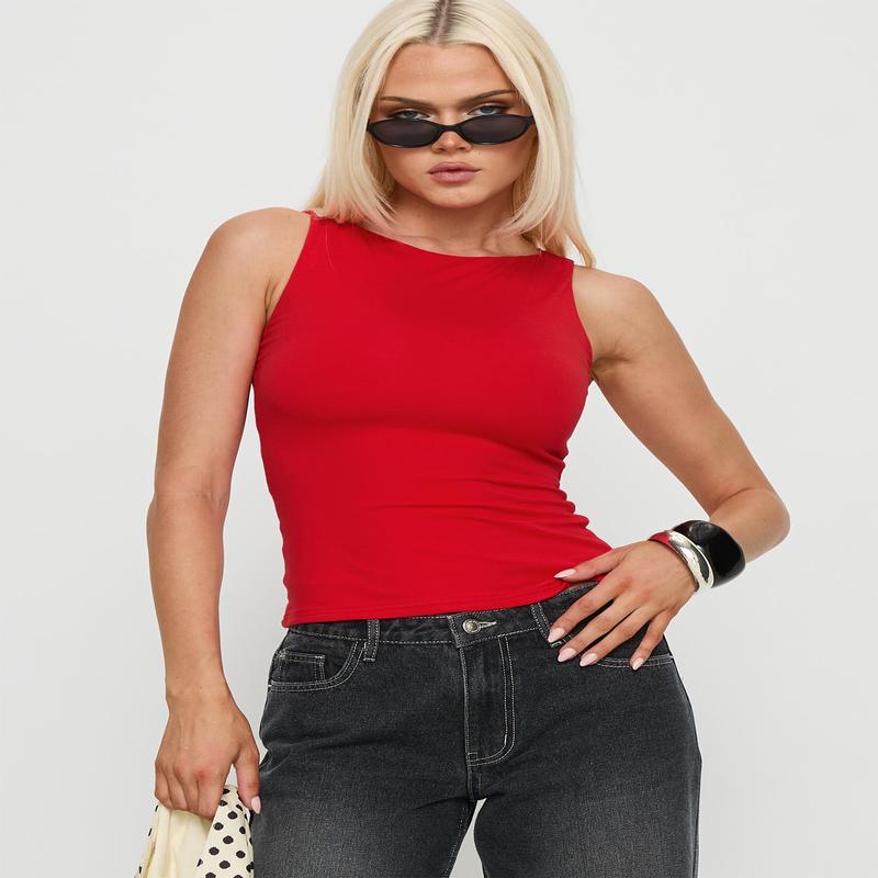 Lose Your Number High Neck Top Red