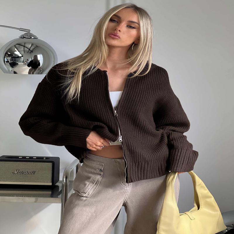 Lexene Zip Through Jumper Chocolate