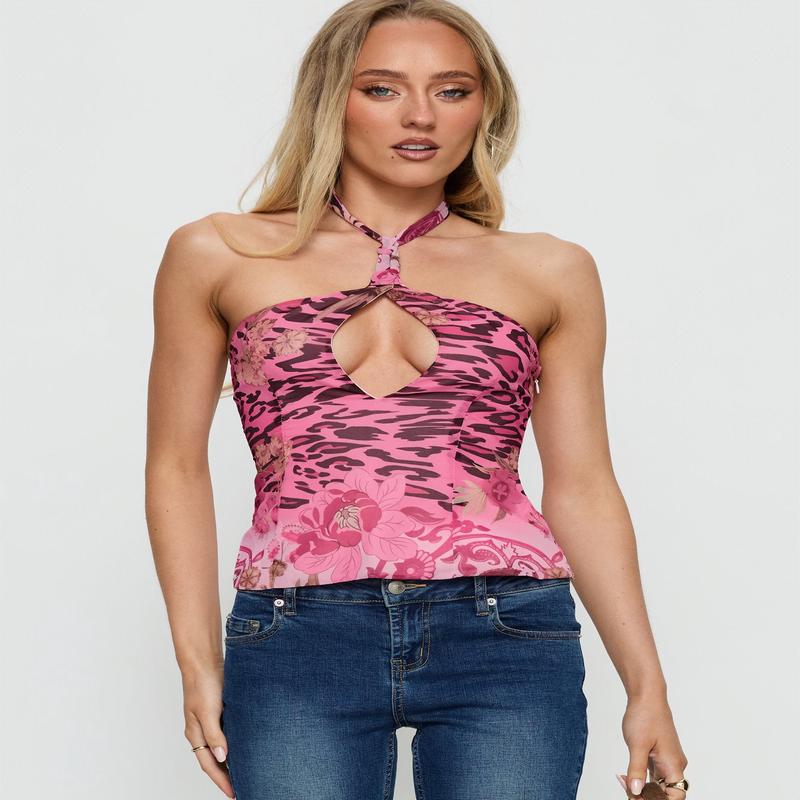 Marlynn Halter Top Pink Multi