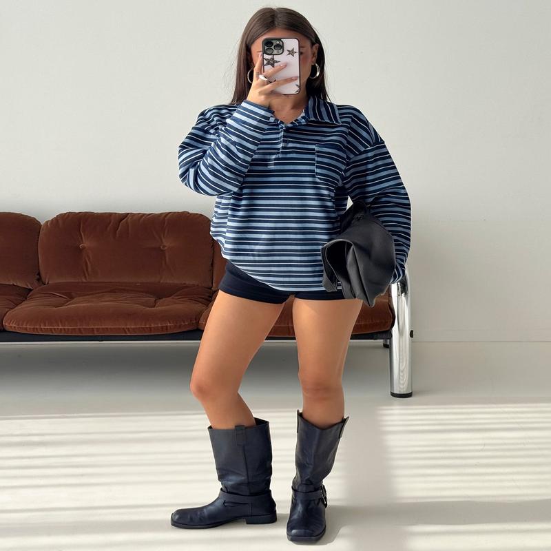 Mystris Collared Jumper Blue Stripe