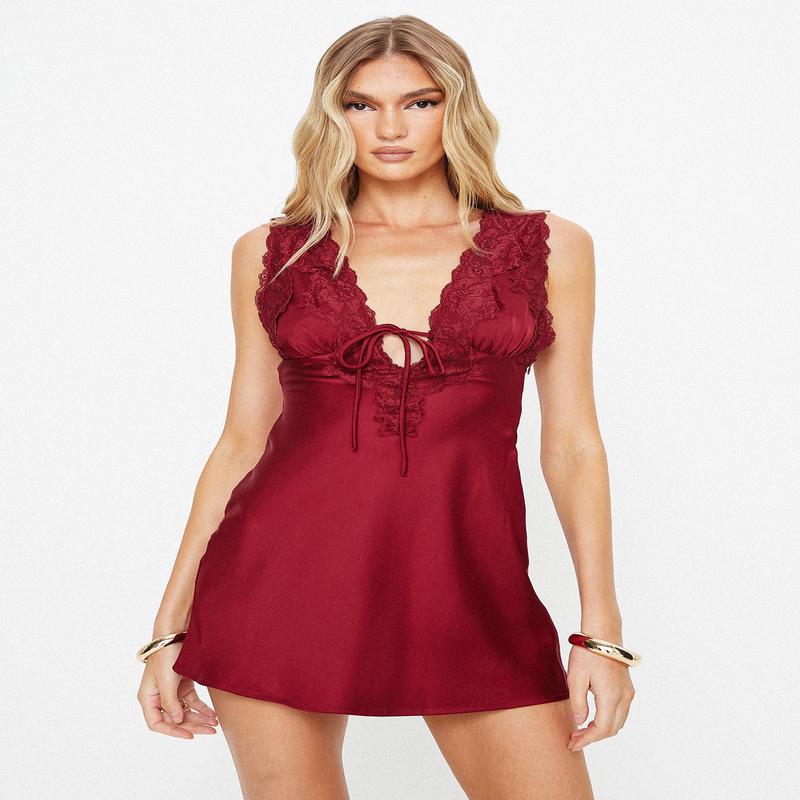 Nourish Mini Dress Burgundy