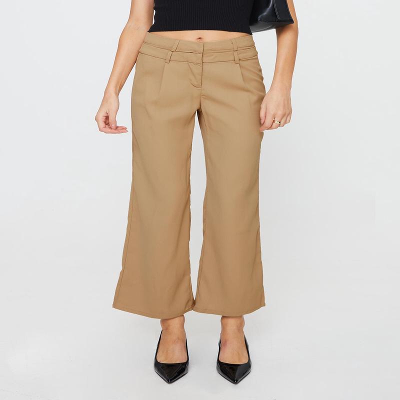 Paulino Double Waistband Pants Beige