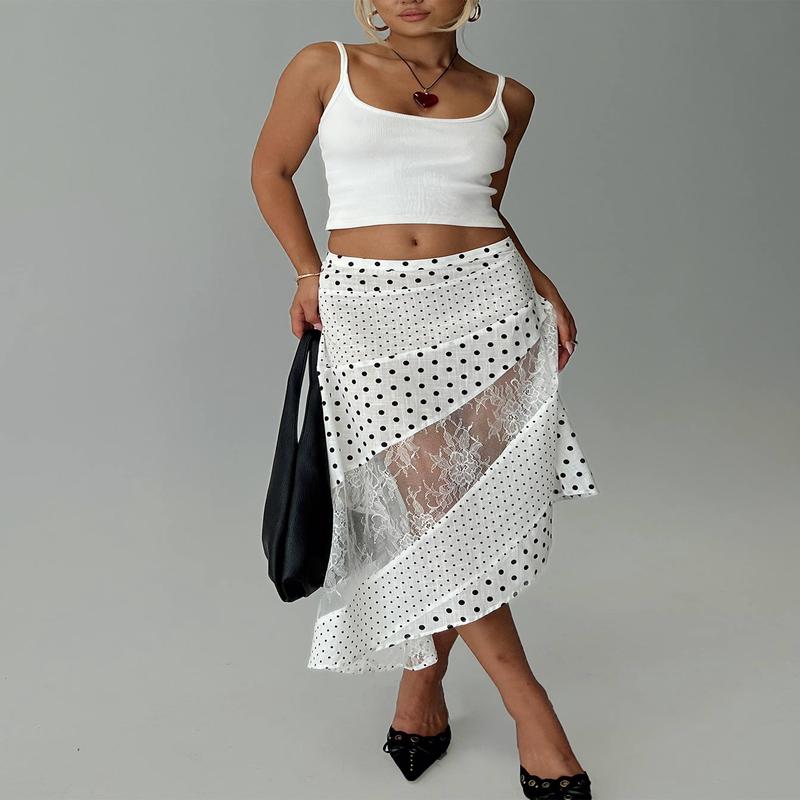 Rennar Maxi Skirt White / Polka Dot