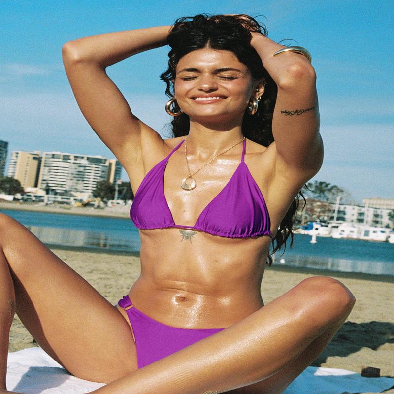 Nevaeh Shine Triangle Bikini Top Purple