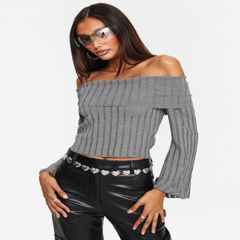 Sorrel Off The Shoulder Top Grey