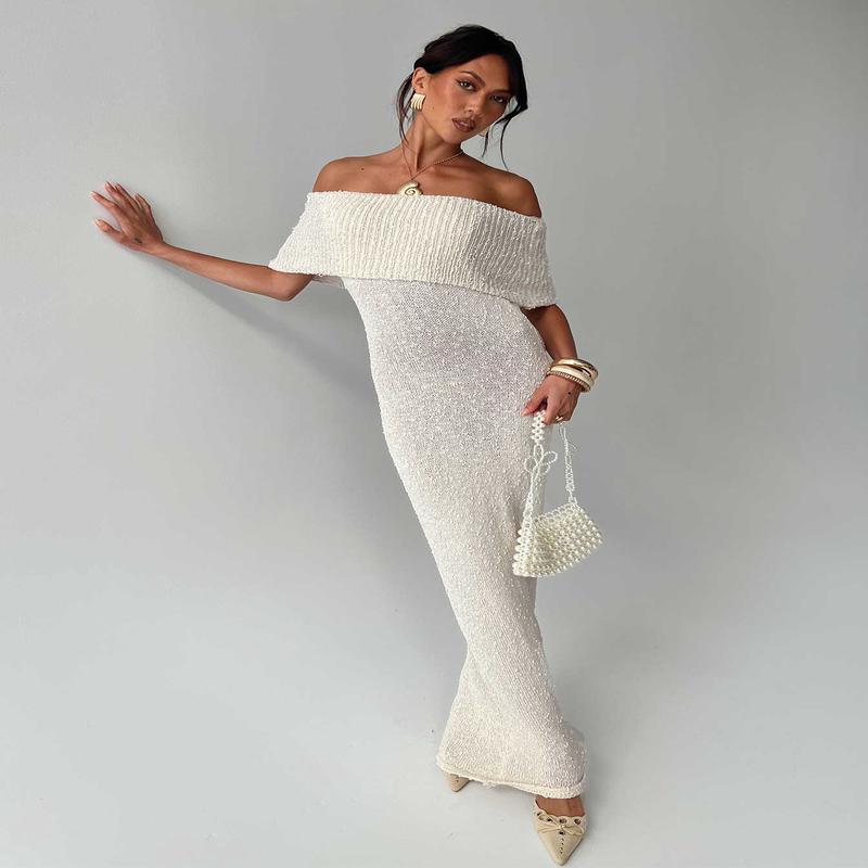 Nixen Strapless Knit Maxi Dress Cream