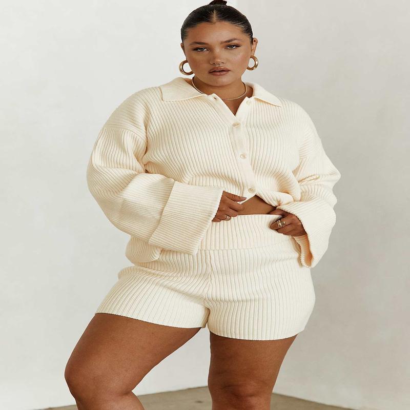 Jadri Knit Shorts Cream Curve