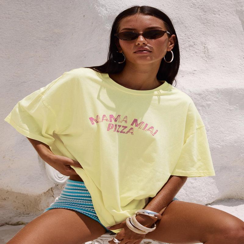 Made With Love Graphic Top Pastel Yellow