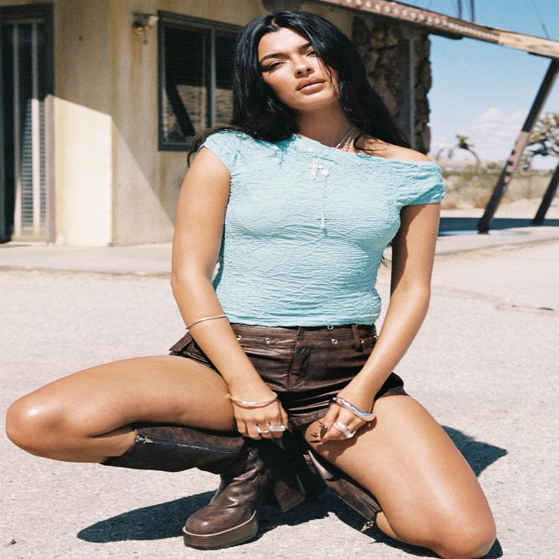 In Heaven Textured Top Blue