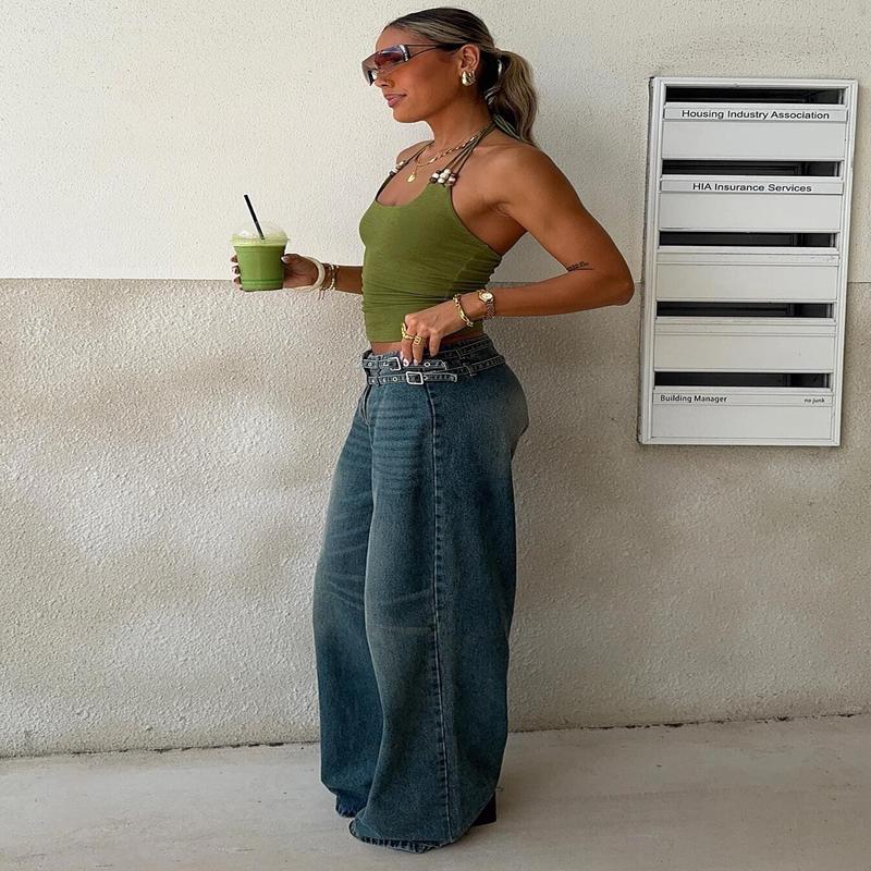 Paltrow Mid Rise Wide Leg Cargo Jeans Mid Blue Wash