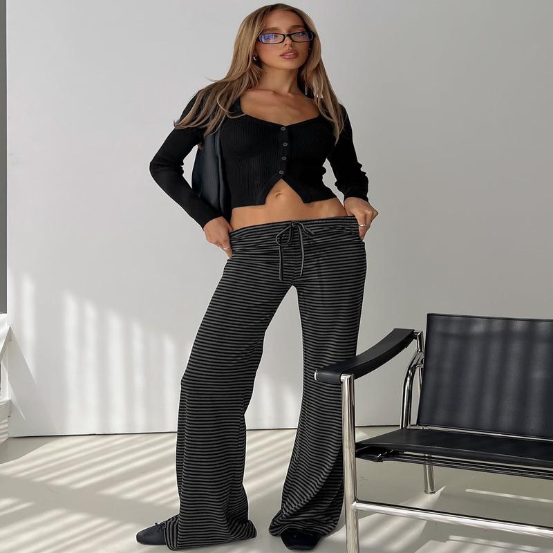 Alfreda Jersey Pants Grey / Black Stripe