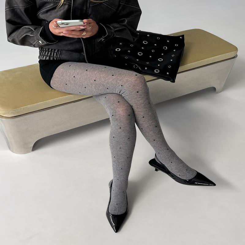 Coretta Tights Grey / Black Polka