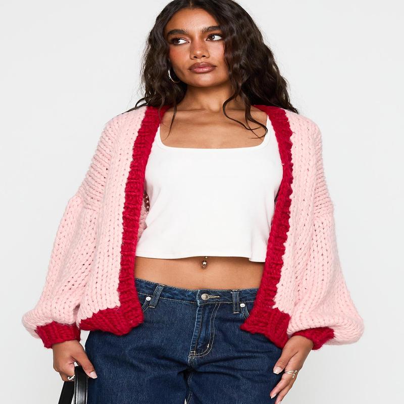 Lester Knit Cardigan Pink / Red