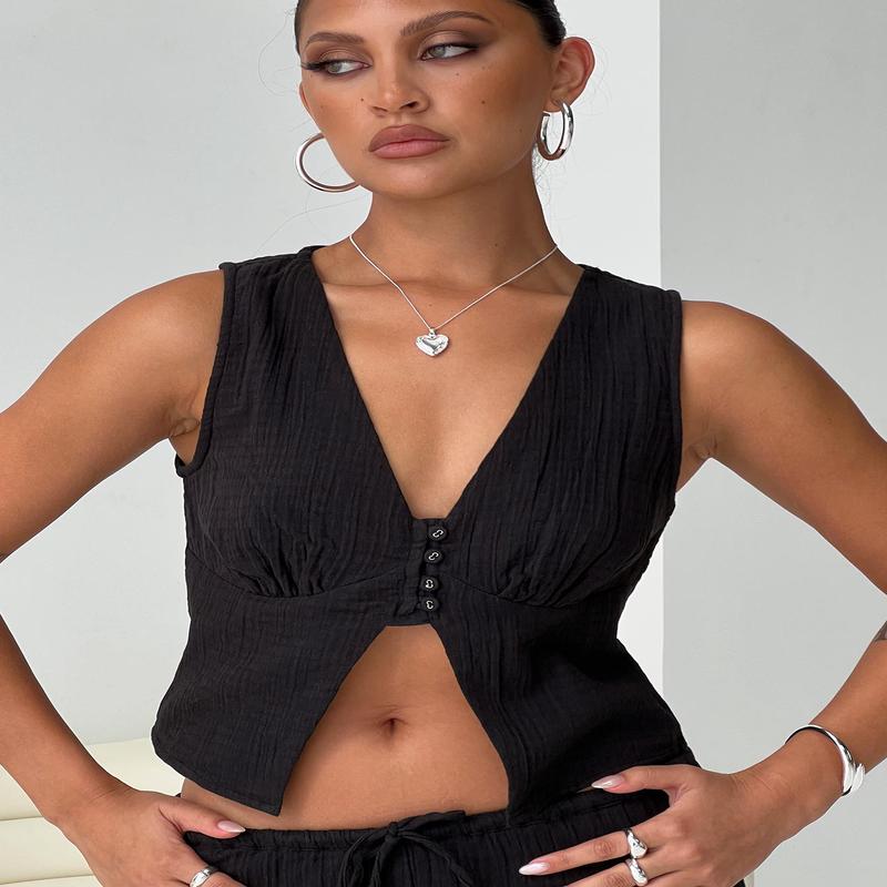 Momo Vest Top Black