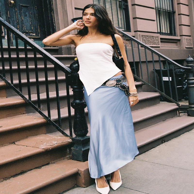 Resistance Asymmetrical Maxi Skirt Blue