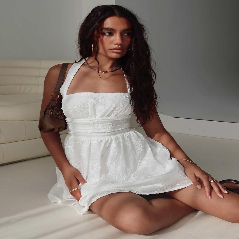 Scarlytte Halter Mini Dress White