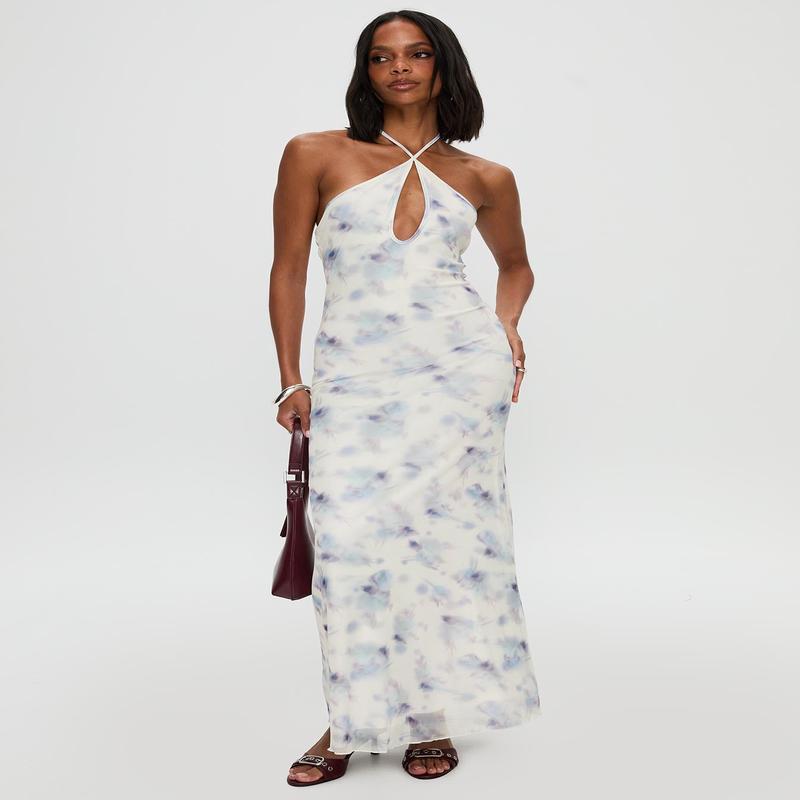 Walk On Water Halter Maxi Dress White