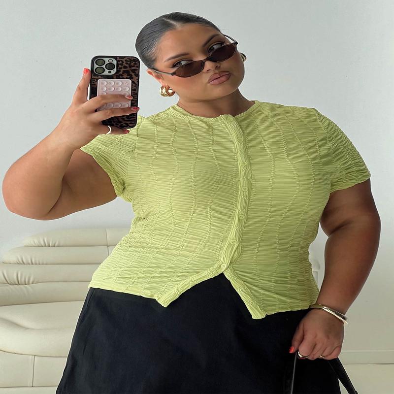 Suzu Textured Top Green Curve