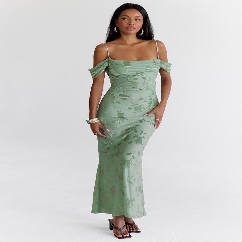 Green Gables Burnout Maxi Dress Sage